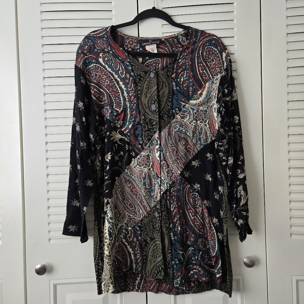 Vintage Carole Little Blouse Paisley Size 6 #048